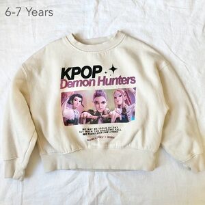 Zara KPop Demon Hunters K-Pop 6-7 Years Girls Kid Cream Crewneck Sweatshirt